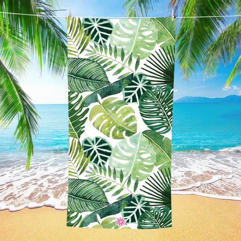 Aquarell Tropische Monstera Palmenblatt Strandtuch Weich Schnelltrocknend Sandfreies Handtuch für Strand Pool Reisen Yoga Täglich