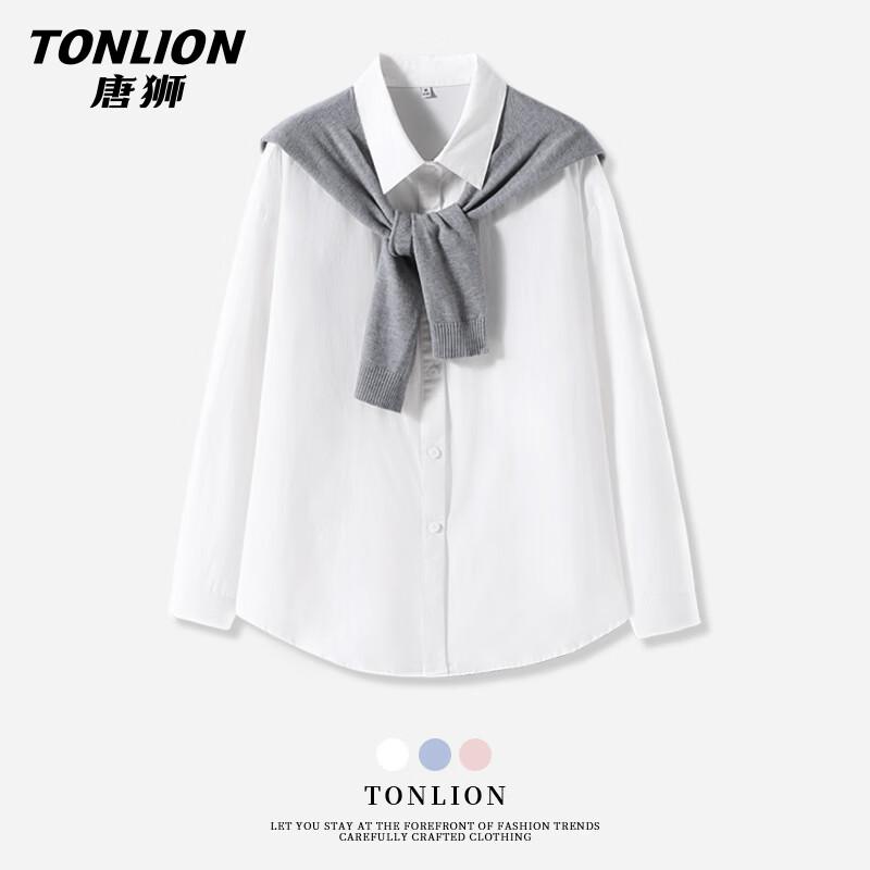 TonLion Women s Pure Cotton Long Sleeve Shawl Shirt XL