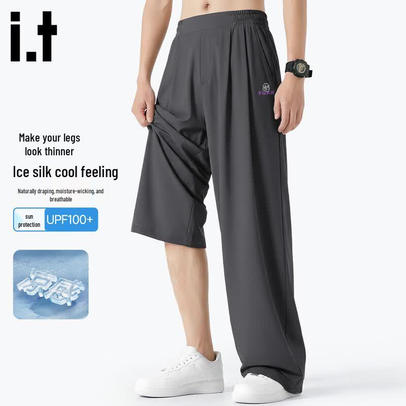 Fingercroxx IT Men s Ice Silk Straight-Leg Casual Trousers M / 170cm