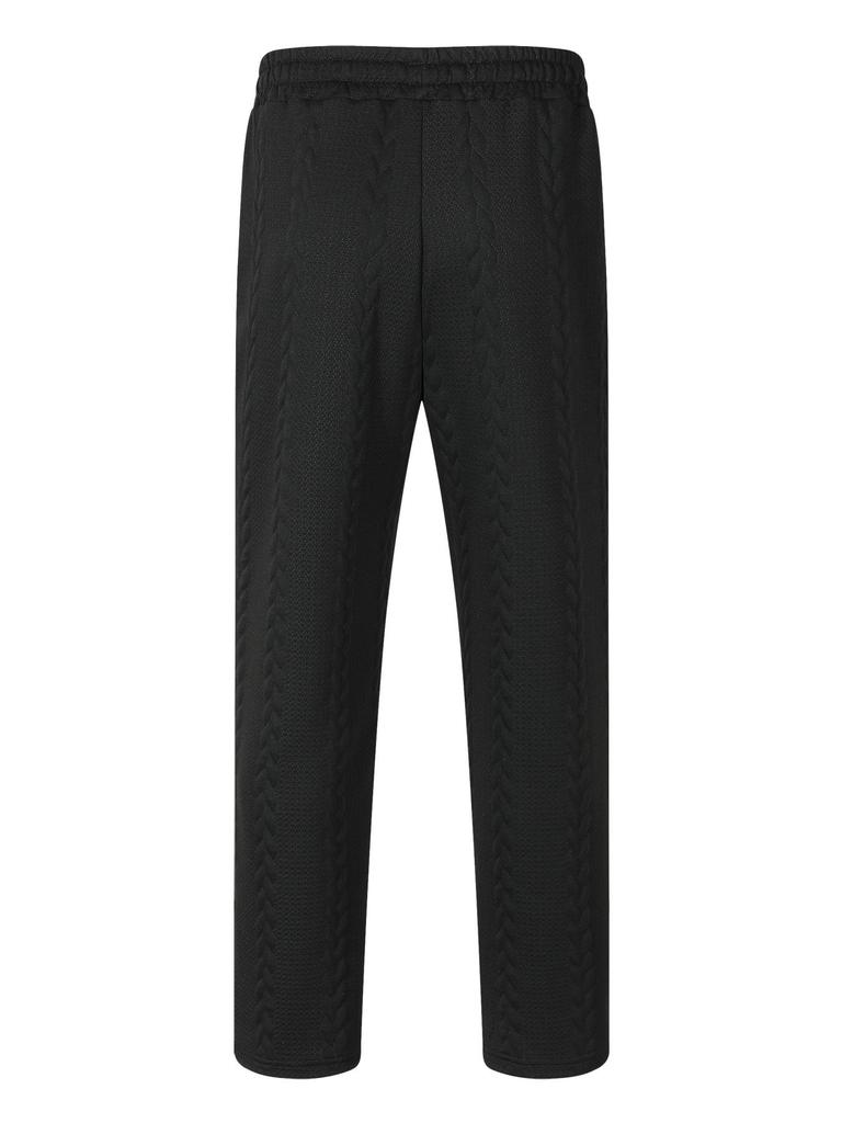 Autumn New Men's American Retro Outdoor Leisure Sports Solid Color Jacquard Drawstring Trousers
