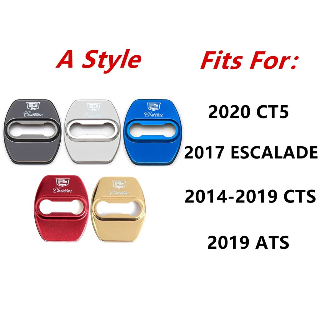 4 Stück Edelstahl Auto Türschlossgehäuse Abdeckung Schutzaufkleber für Cadillac CTS Escalade ATS CT5 Emblem Außen Zubehör