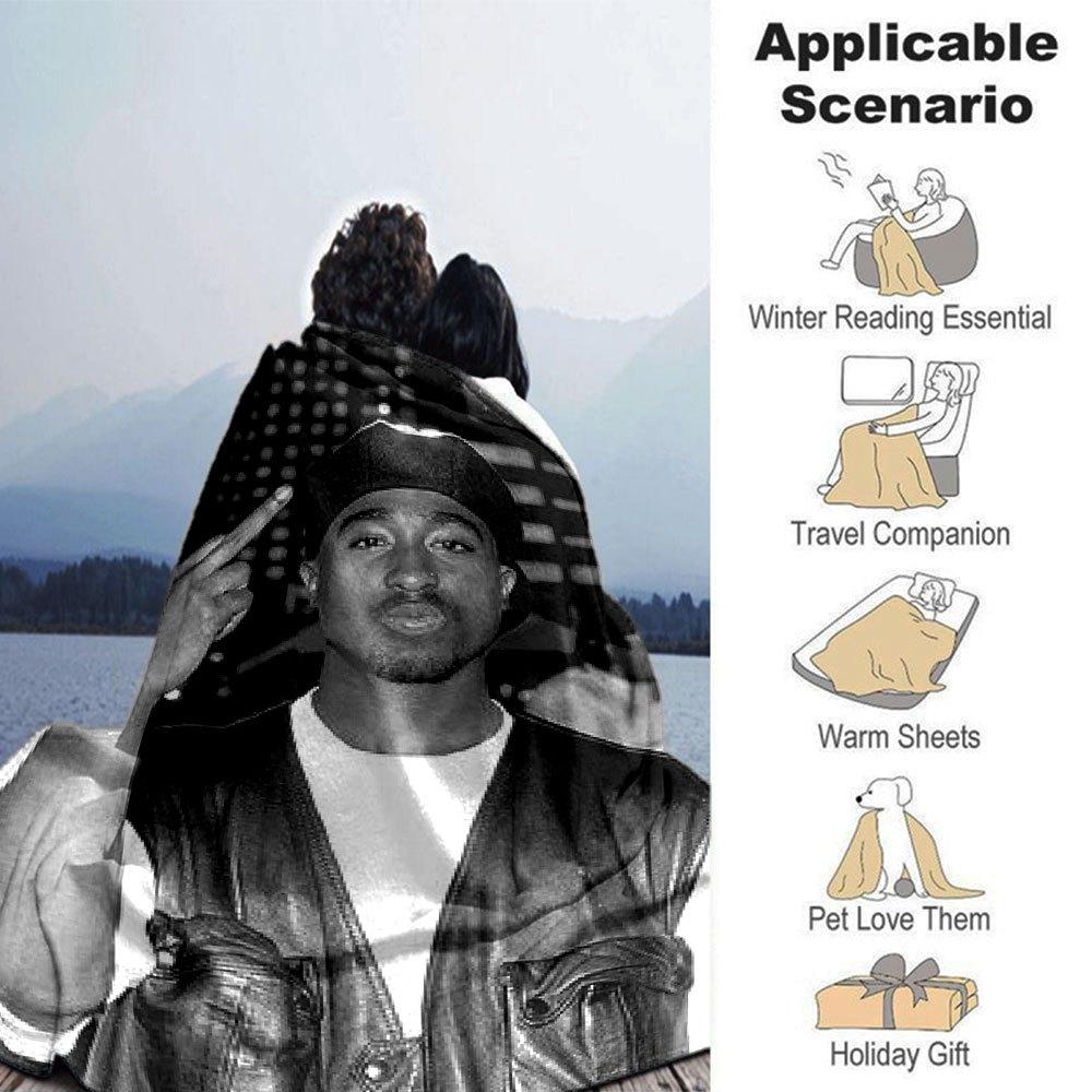 1 pezzo Coperta Hip Hop 2Pac Morbida Leggera per Tutte le Stagioni Multiuso per Divano, Letto, Ufficio e Picnic, Stile Francese con Iconica Copertina Album e Citazioni