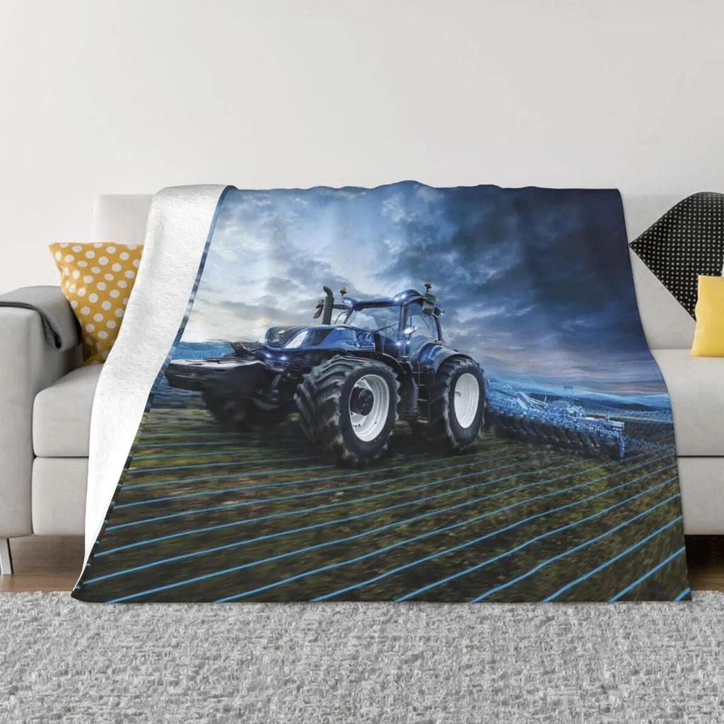 Cool Car Tractor Pattern Blanket Coral Fleece Plush Spring Autumn Portable Soft Throw Blankets for Sofa Couch Bedspreads