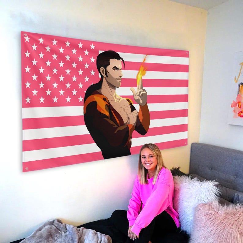 Pink American flag tapestry 75x100