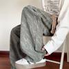 Corduroy Tie-Dye Embroidered Black Casual Pants Men's Trend Teen Loose Straight Pants