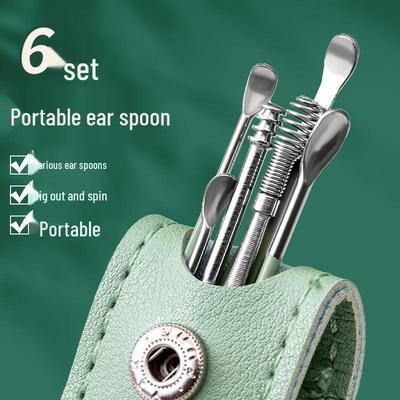 Stainless Steel 6-Piece Ear Cleaning Set for Adults & Children - Spiral Ear Pick Cleaners