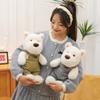 Cute overalls West Highland dog plush toy dressing little white dog doll sleeping doll