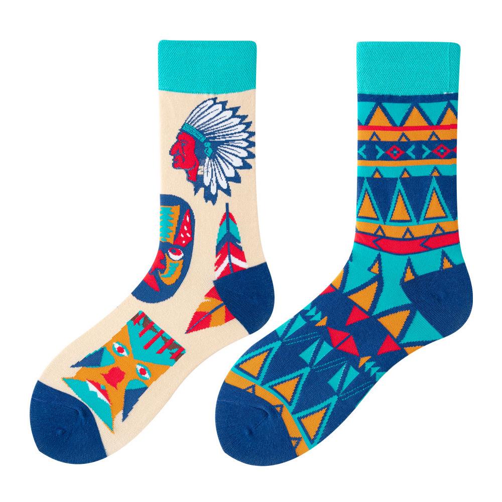Asymmetric Colorful Christmas Cotton Socks for Couples