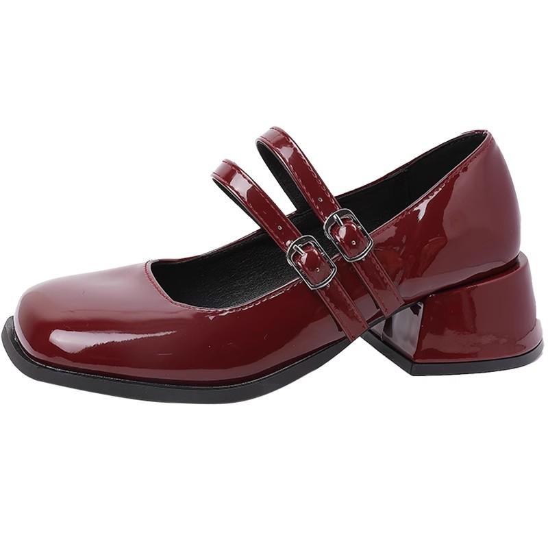 French thick heel temperament retro single shoes women's 2025 spring and summer new fashion gentle square head shallow mouth Mary Jane shoes tide