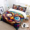 Colorful Exaggerated Owl Art Illustration Bedding Set for Kids Luxury Gift 3pcs Digital Print Comforter Set Soft Comfortable