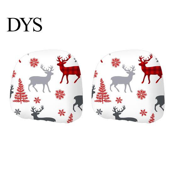 Auto Holiday Gift Ideas 2Pcs Christmas Car Headrest Covers, Elastic Printed Head Rest Cover, Funny Prints Pillow Protector for Cars, Suvs, Universal