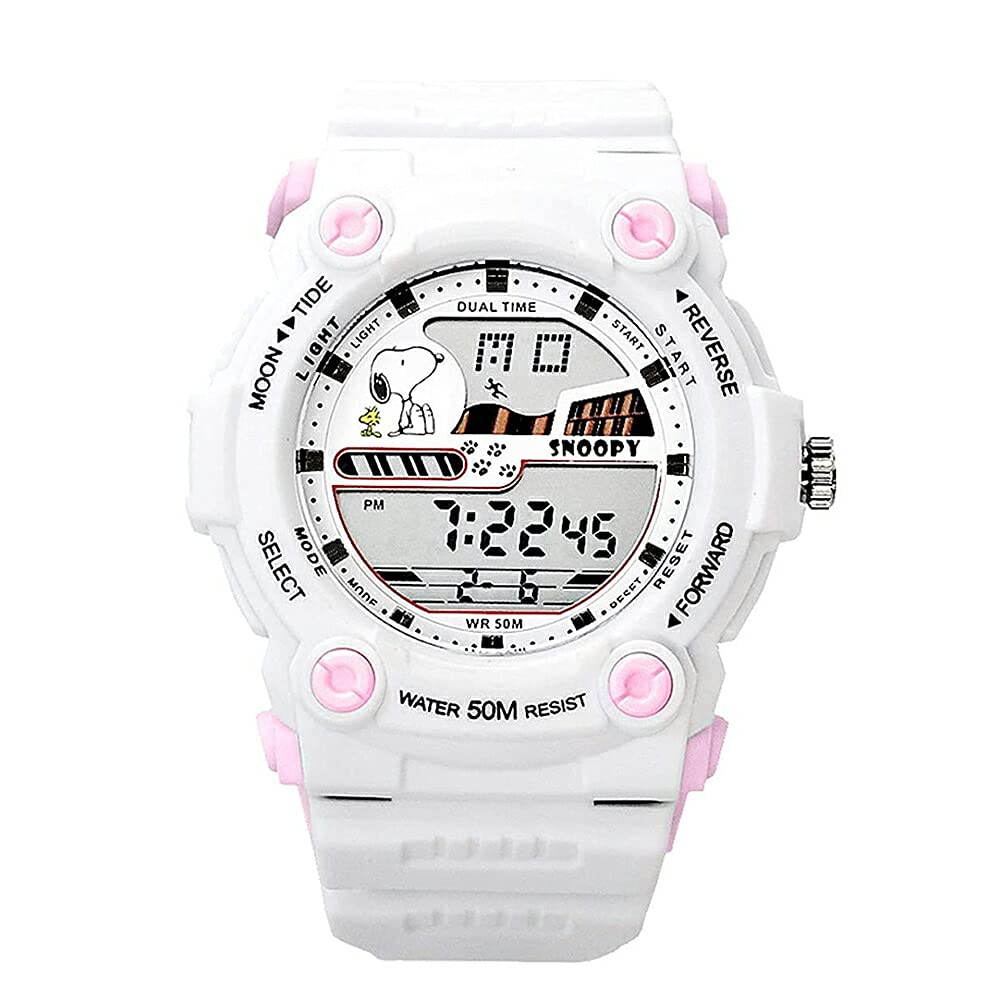

Snoopy Watch 50M Water Resistant 5 ATM Goods White x Pink Alarm Digital Sea River