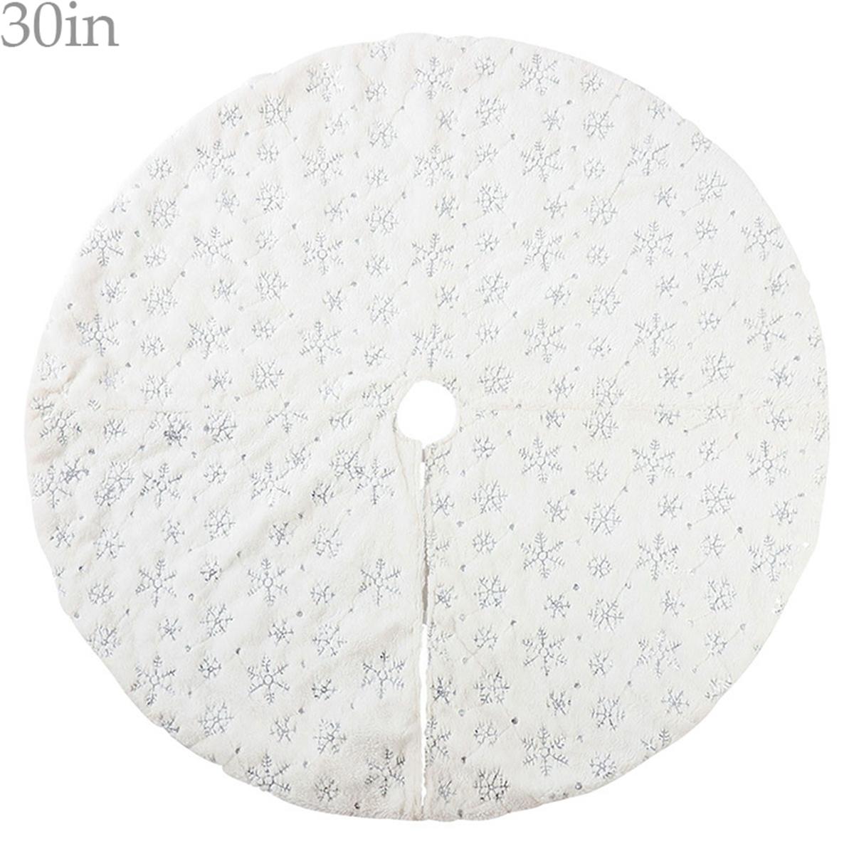 

New Year Xmas Soft Plush Snowflake Rugs Blanket Mat Tree Foot Carpet Christmas Tree Skirt 30in silver