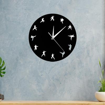 Kung Fu Wall Clock Decor Modern Practical Creative Gift Silent Acrylic Decorative Round Hanging