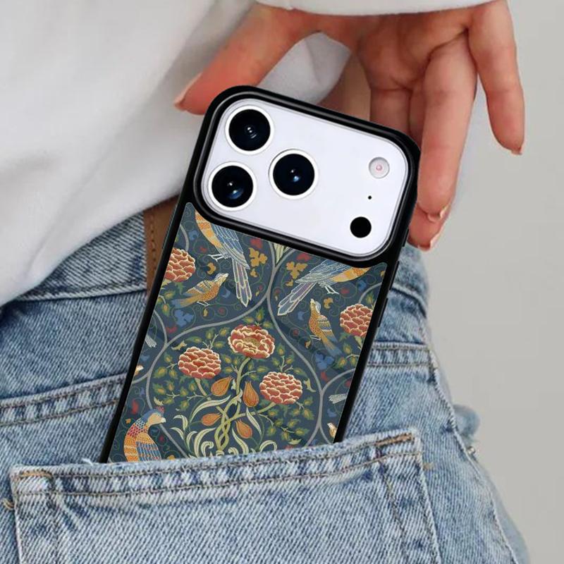 William Morris Strawberry Thief Phone Case for iPhone 17ProMax 12 13 14 15 16e 17 Pro Max Plus Air Cover