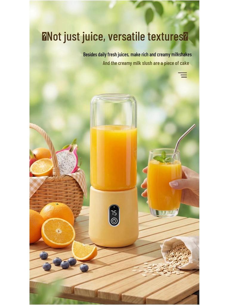 Portable Rechargeable Multifunctional Glass Juicer & Blender for Fruits and Vegetables