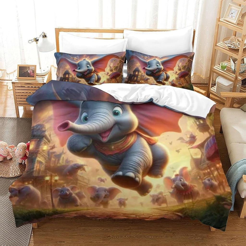 Dumbo Kids Single Bedding Set,Children'S Bedding Sets With Pillowcases Set For Boys And Girls,Duvet Cover Set For All Season