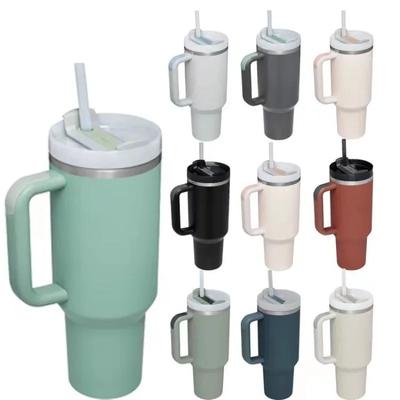 Steel Vacuum Insulated Tumbler Double Wall Vacuum Travel Water Bottle 40oz Insulated Tumbler with Straw Lid and Handle