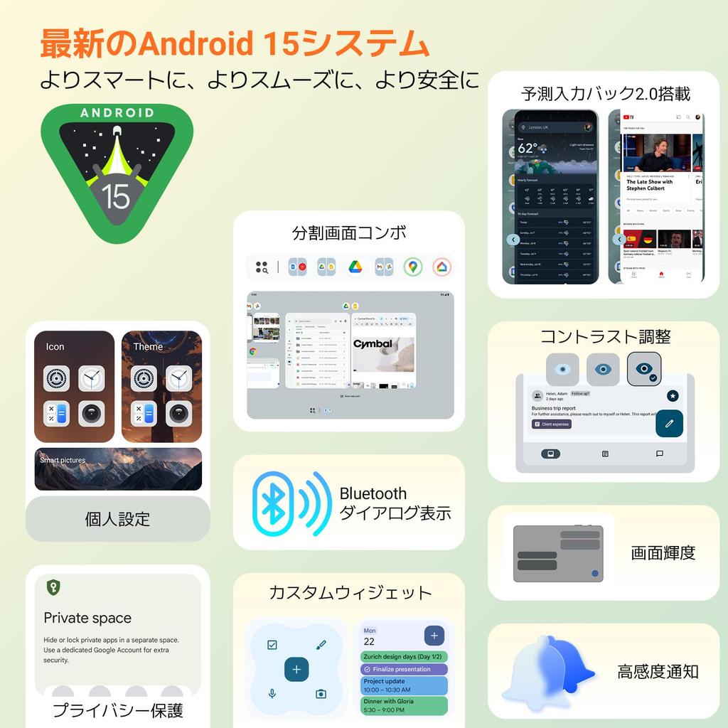 Tabwee T20 Android 15 Tablet PC with Android 15 Unisoc T606 Widevine L1 Face Wireless Split GMS 5G and Protective and Screen 10-inch Wi-Fi