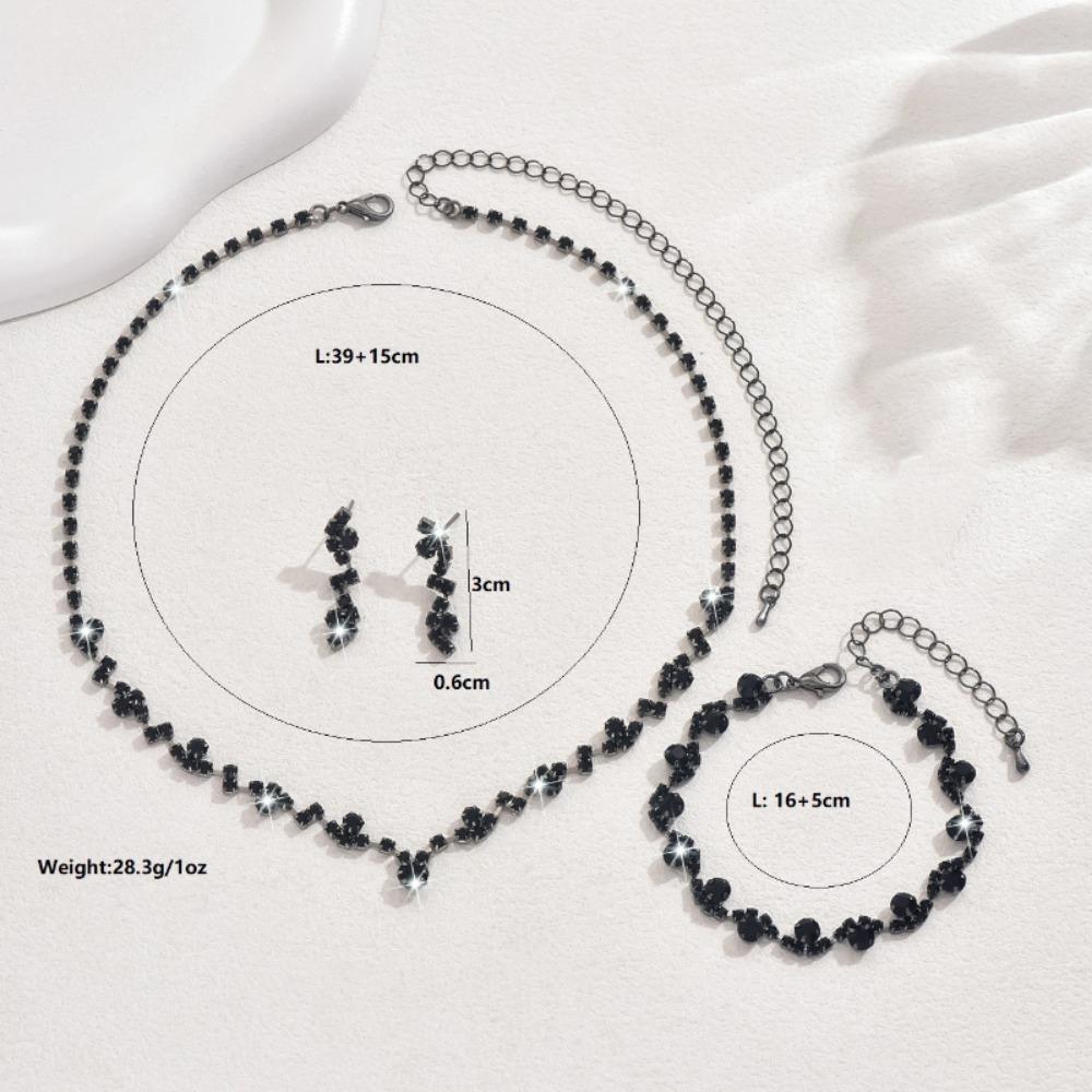 Jewelry Set, Necklace, Stud Earrings, Bracelet, Three-piece Set, Rose Gold.