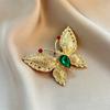 Imitation Emerald Butterfly Brooch - High-end and Luxurious Dual-wear Pendant for Coat and Accessories