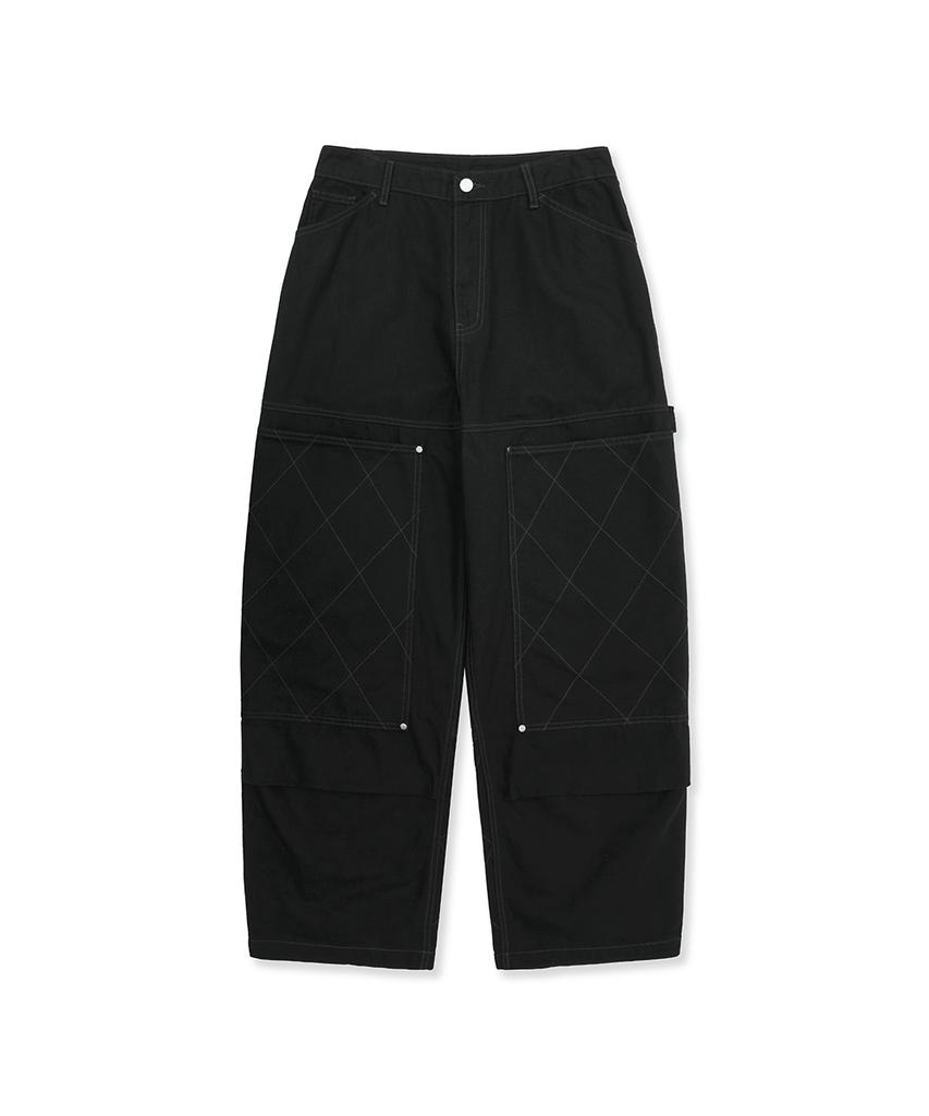 INTEMPOMOOD Honeycomb Double Knee Work Pants_Black