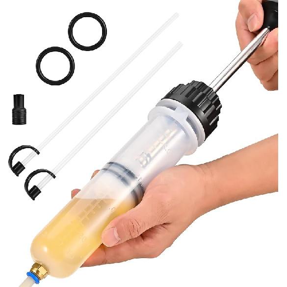 SOWKIPE 200CC Automotive Fluid Extractor Pump, Premium Manual Extraction & Fill Pump With 2 Hoses, Oil Syringe With Powerful Suction, Fluid Oil