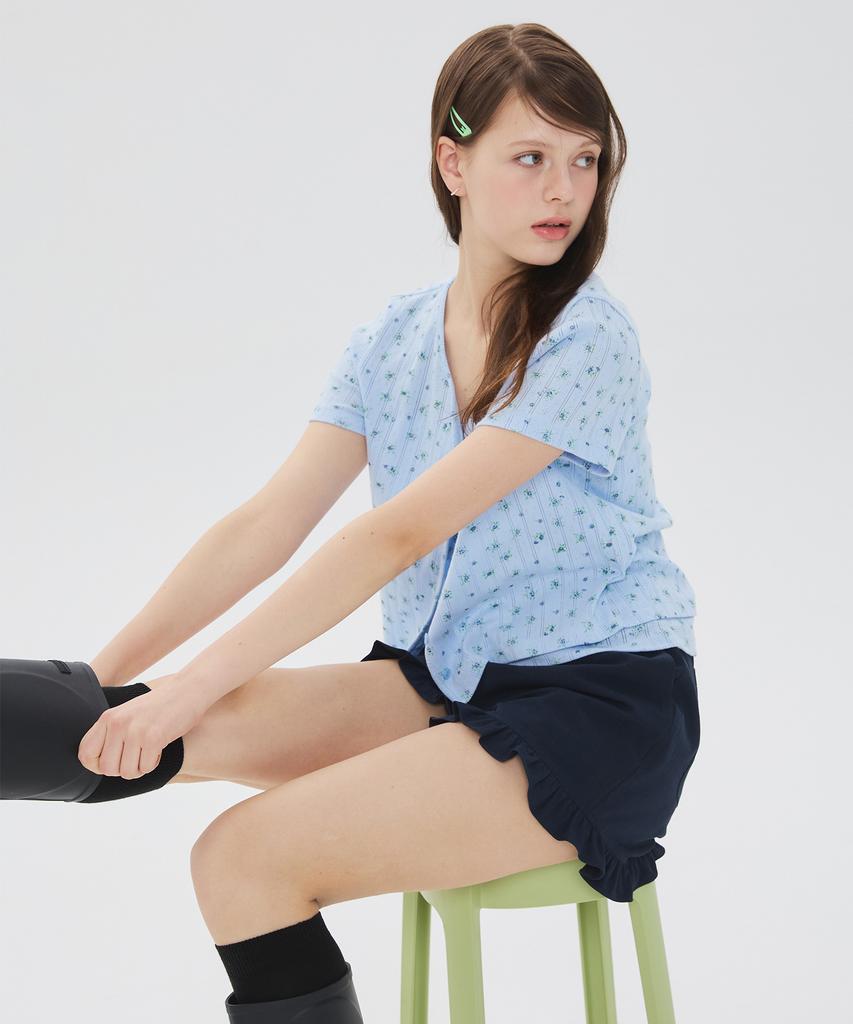 Nyuluki Frill Banded Shorts_Navy