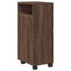 Narrow Bathroom Cabinet with Casters Oak Effect Wood Material