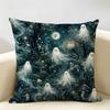Ghosts Halloween Cushion Cover Natural Linen Organic Fabric Double-Sided Printing Breathable Perfect For Home Decor