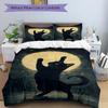 3Pcs Black Cat Moon Night Printed Bedding Set, Breathable And Soft, Machine Washable, Christmas Gift, Suitable for Bedroom Decoration, 15179