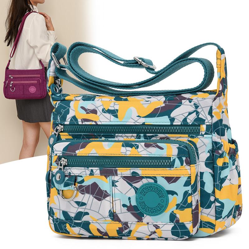 Bolsa feminina transversal grande capacidade bolsa de ombro de nylon bolsa de mãe estampada