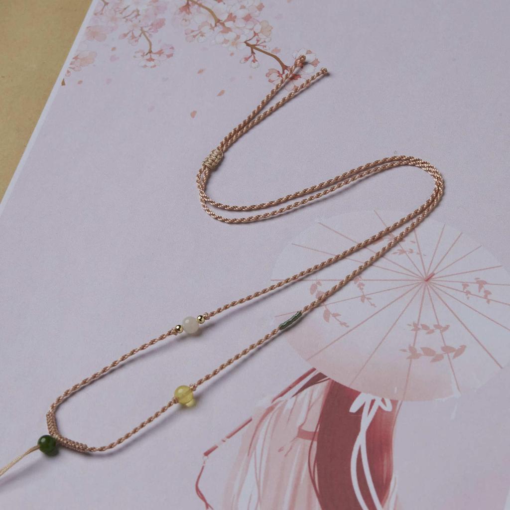 Handcrafted Exquisite Eight-Strand Adjustable Hetian Jade Necklace Cord