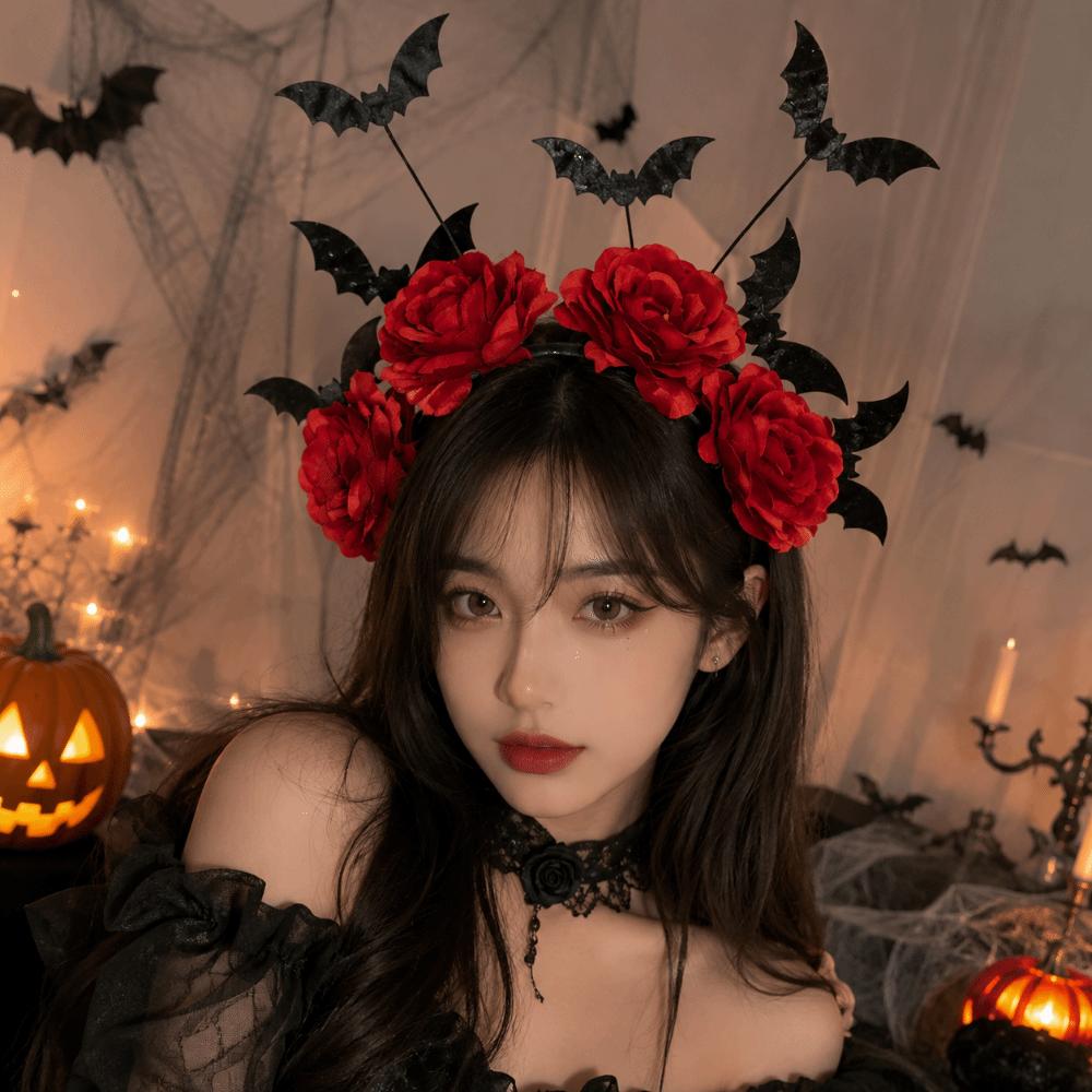 Spider Web Halloween Headband Black Artificial Flowers Party Role-playing Accessory  Dress Up