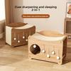 2-in-1 Cat Scratching Post & Bed Sisal Covered Scratch Pad Durable Non-Shedding Pet Furniture Multi-Level Playhouse for Cat