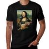 Mona Lisa Holding a Cat TShirt Work Wear Breathable Tee