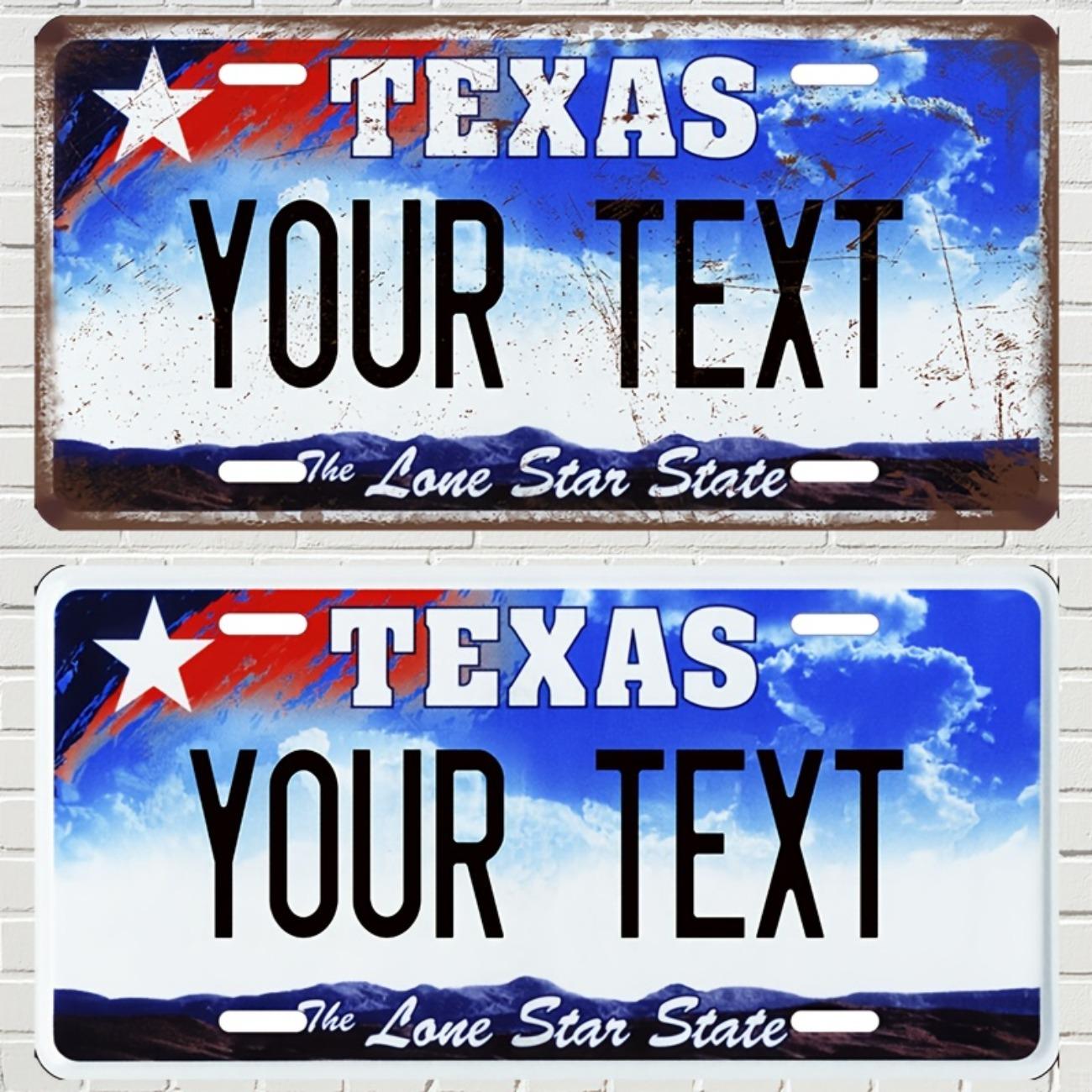 

1pc Personalized Texas Metal Sign Custom Vintage Aluminum Wall Art Home Decor 6x12 Inch Gift чёрный