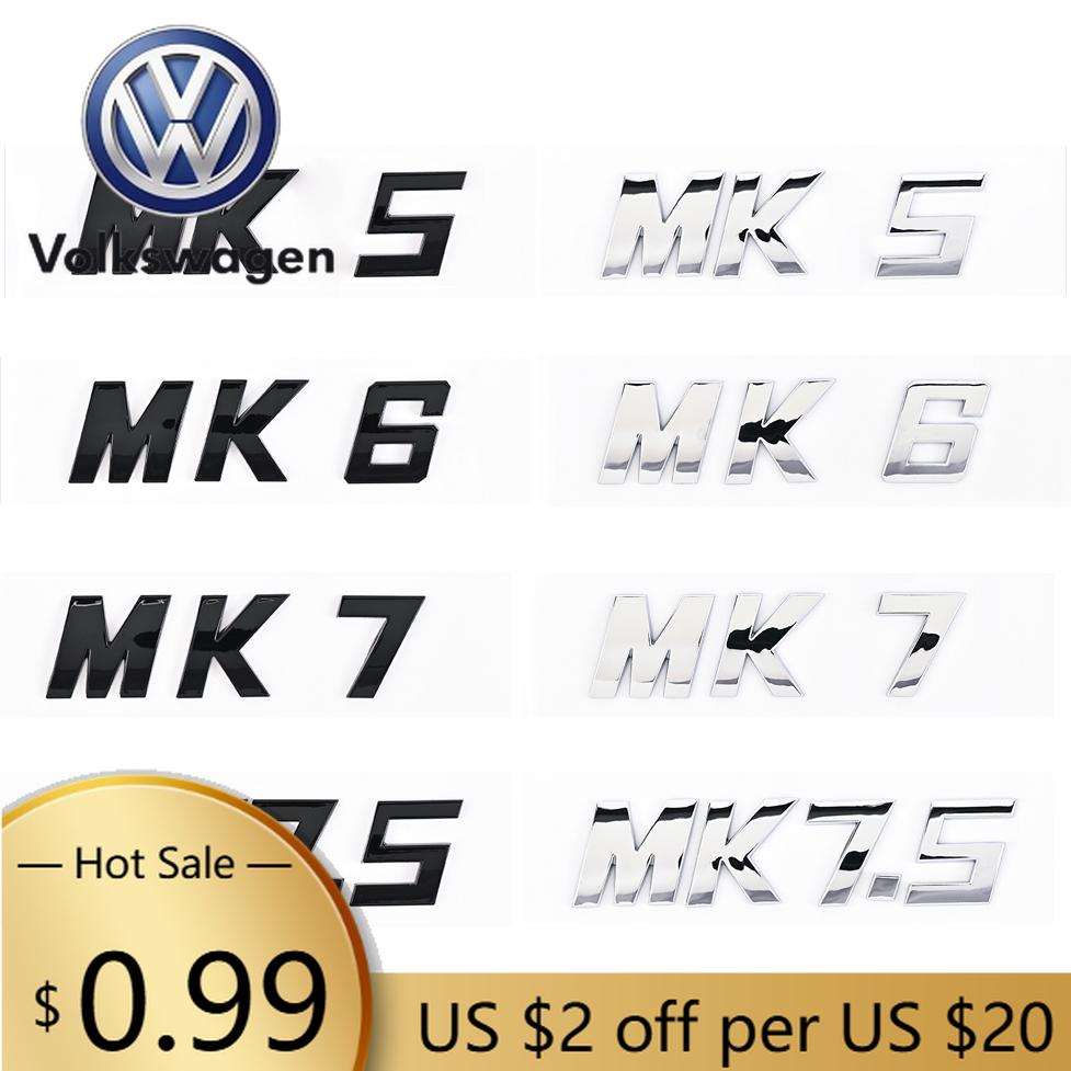 For VW Volkswagen Jetta MK5 Golf 3D ABS Letters MK5 MK6 MK7 MK7.5 Emblem Car Badge Sticker for VW volkswagen GOLF Car Fender Tru