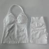 JYL Seamless Backless Two Piece Set Padded Halter Top Fitness Shorts