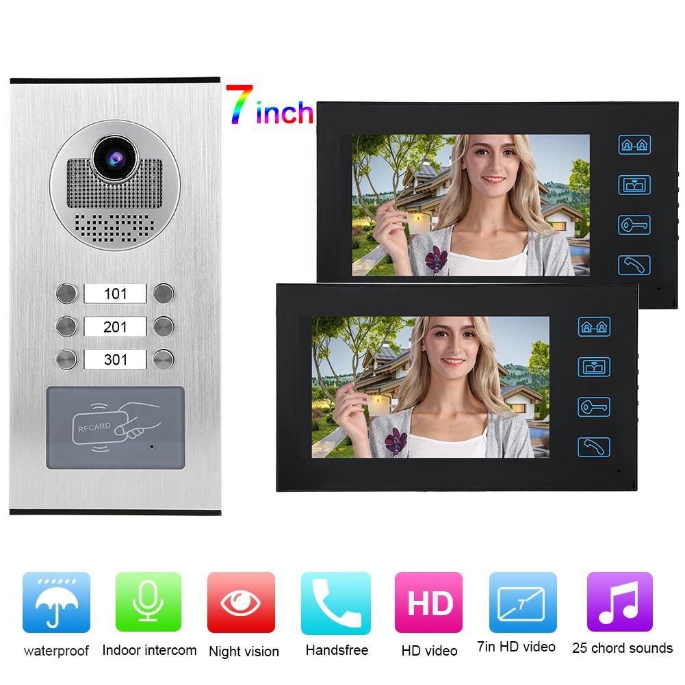 7in 2 Monitors RFID Home Video Access Doorbell Doorphone with Ir cUT Camera
