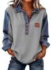 2026 new European and American style 3D printing color matching denim knitted sweater women's loose long-sleeved lapel pullover cross-border explosion