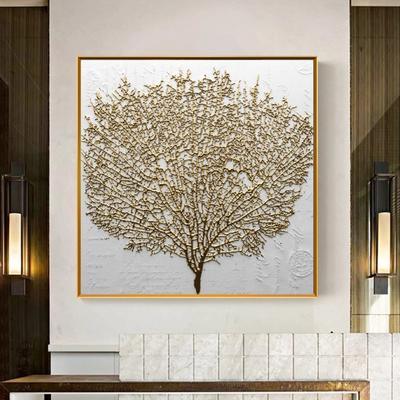 Pinturas em tela abstratas modernas de árvores douradas, pôsteres e impressões, arte de parede, fotos, decoração de sala de estar, quarto