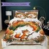 Woodland Storybook Pattern Bedding Uilt Set Uilt Cover Pillowcase Home Decoration Birthday Gift (1 * Duvet Cover + 2 * Pillowcase Without Core)