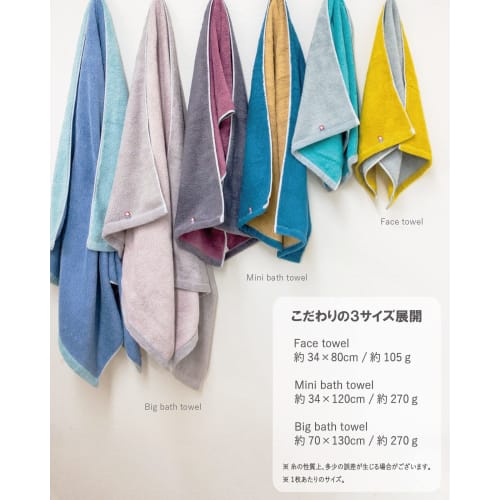 Imabari Certified Face Towels, Set of 2, Thick, Absorbent, Made in Japan, 34 x 80cm, 100% Cotton, Reversible, Gray x Turquoise