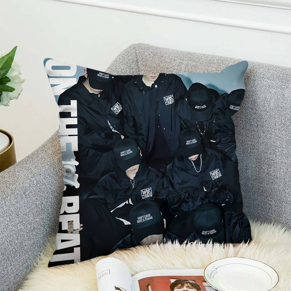 N-NCT 127 Наволочка Чехол для альбома Декоративная для дивана Домашняя Двусторонняя печать Короткий плюш Милая наволочка 12x12Inch