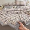 Plaid Print Washable Cotton Summer Cooling Quilt Lightweight Breathable Machine Washable for Student Dorms Single Double Beds Air Conditioner Rooms