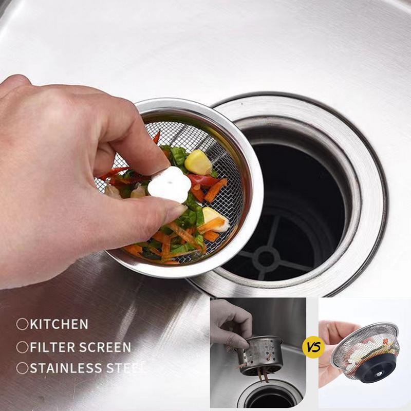 Kitchen Sink Filter Plug Basin Stainless Steel Sink Sewer Mesh Strainers Bathroom Floor Drains Cover Hair Catcher Waste Tools