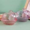 Lovely Transparent Glass Rabbit Jar Household Candy Dispenser Bowl with Lid Kitchen Counter Decoration