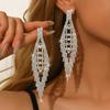European and American Fashion Long Tassel Diamond Earrings, Elegant Socialite Earrings, Exaggerated Earrings