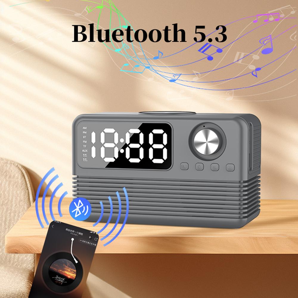 Retro-Stil Kabelloses Laden Bluetooth-Lautsprecher Wecker FM-Radio Desktop-Nachttischlautsprecher TF-Kartenleser Computerlautsprecher